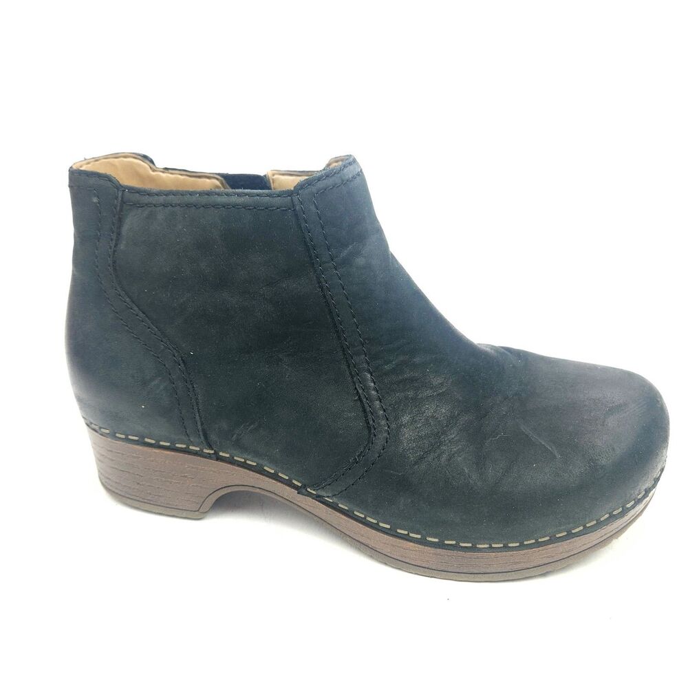 Dansko Barbara Women's Black Nubuck Side Zip Ankle Bootie Size 36 US 5.5-6
